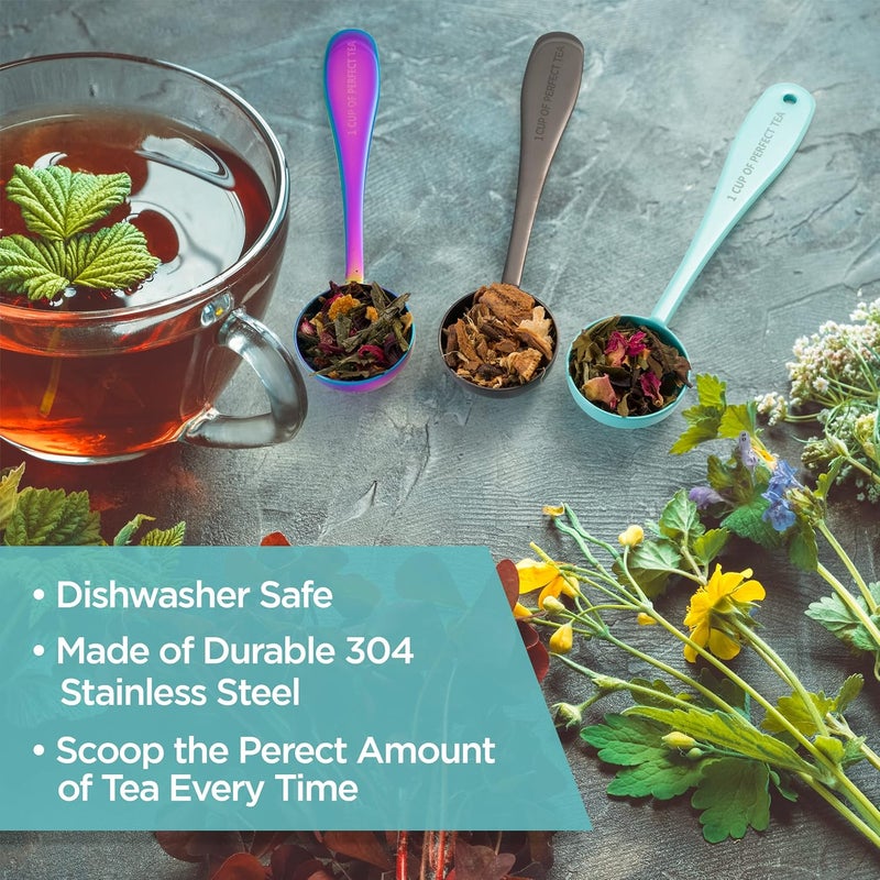 Pure Matcha Loose Leaf Tea Spoon Measure | One Cup of Perfect Tea | Stainless Steel Scoop (Black) - Image 2